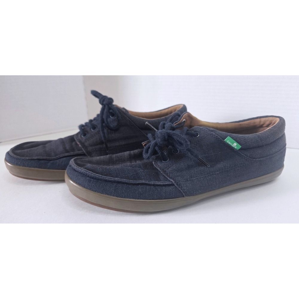 Sanuk Pick Pocket Mens Navy Blue Canvas Lace Up Moc Toe Shoes 1089815 Size 10
